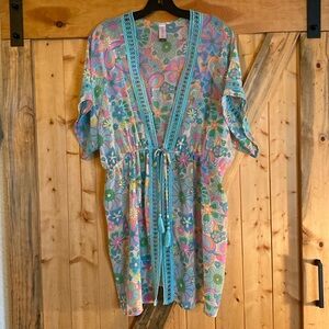 Psycadelic Flowers Sheer Tie Front Top | Mini Dress